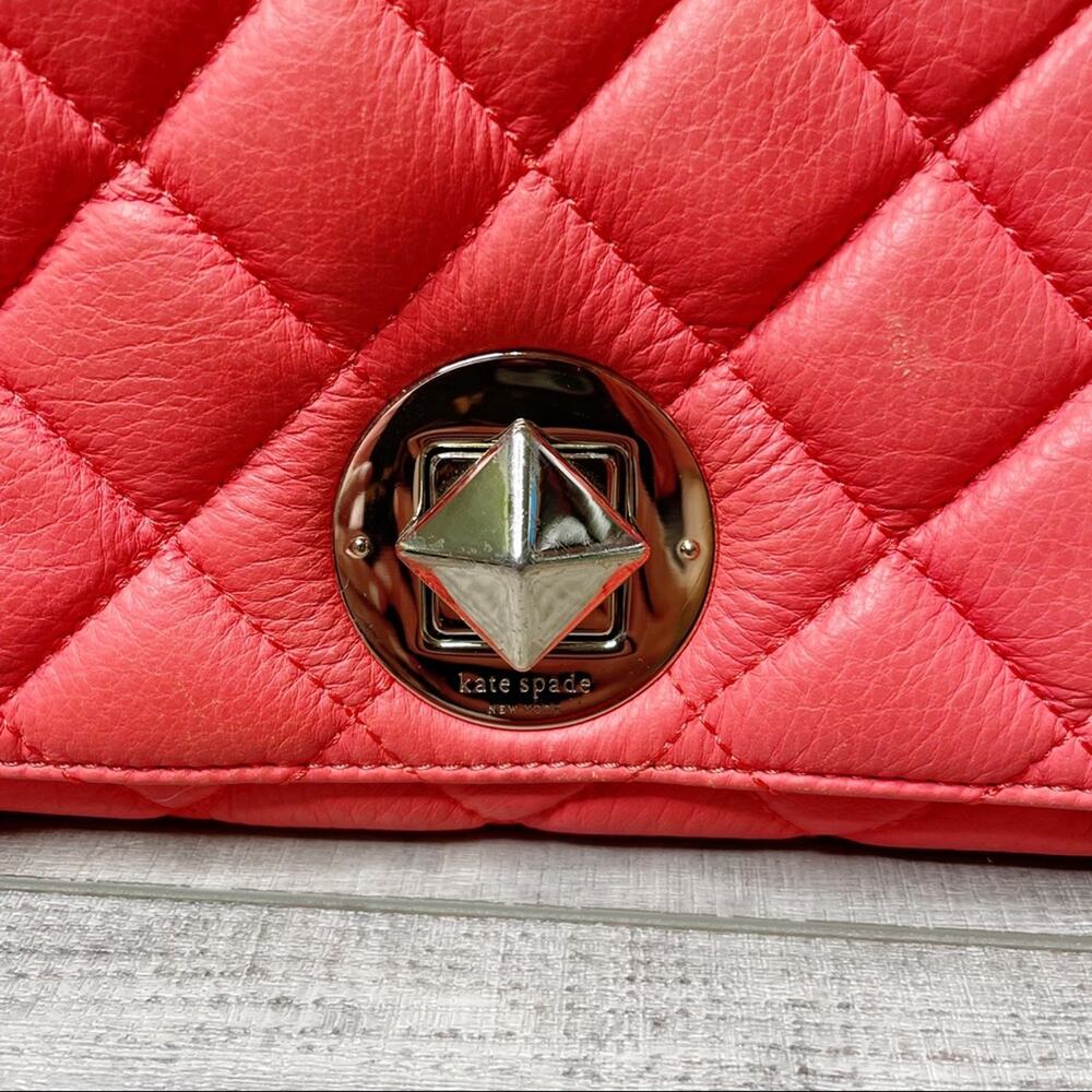 Kate Spade Gold Coast Meadow Quilted Leather Shoulder Bag Coral - Picture 2 of 10